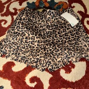 Leopard Print Fringe Shorts